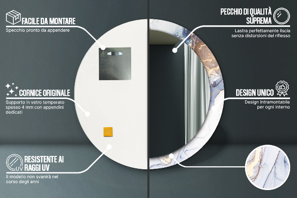 Miroir rond imprimé Art liquide abstrait