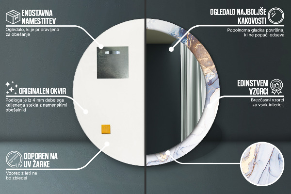 Miroir rond imprimé Art liquide abstrait