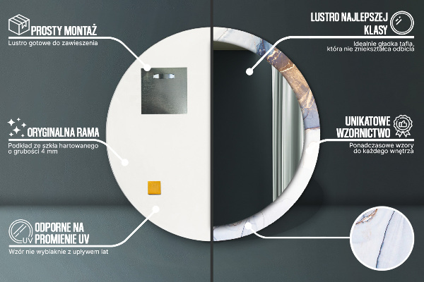 Miroir rond imprimé Art liquide abstrait