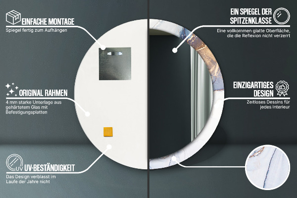 Miroir rond imprimé Art liquide abstrait