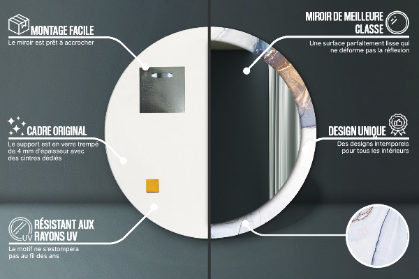 Miroir rond imprimé Art liquide abstrait