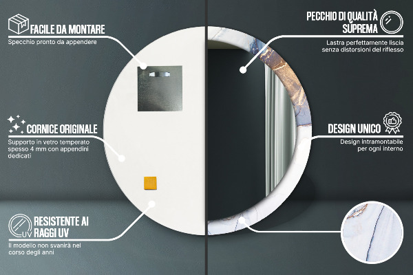 Miroir rond imprimé Art liquide abstrait