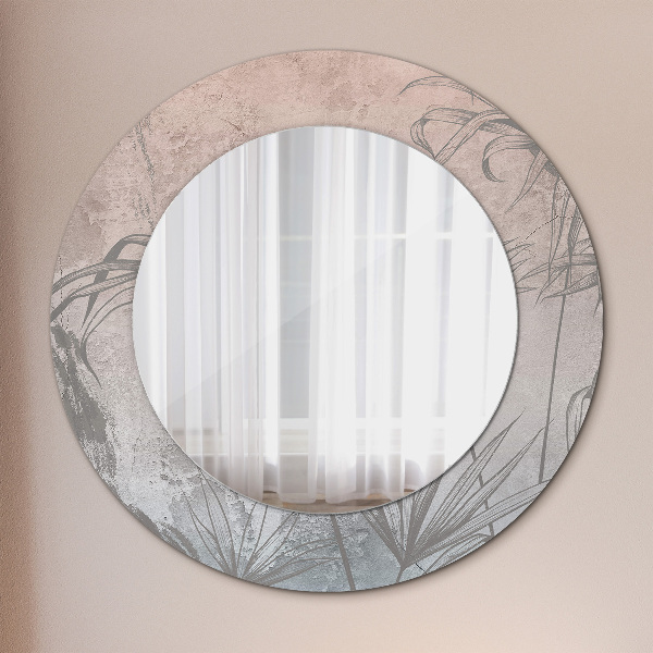 Miroir rond imprimé Fleurs tropicales