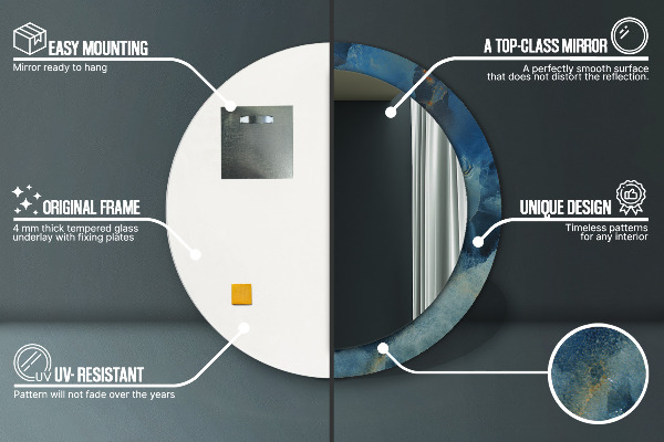 Miroir rond imprimé Marbre onyx