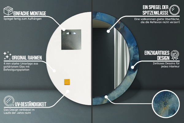 Miroir rond imprimé Marbre onyx