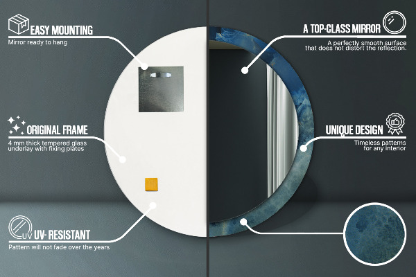 Miroir rond imprimé Marbre onyx