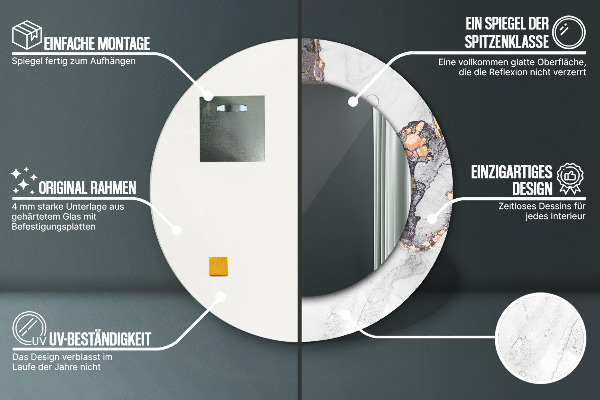 Miroir rond imprimé Fluide abstrait