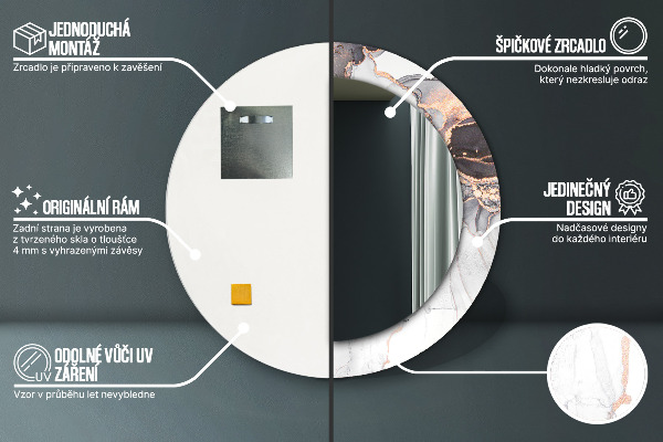 Miroir rond imprimé Fluide abstrait