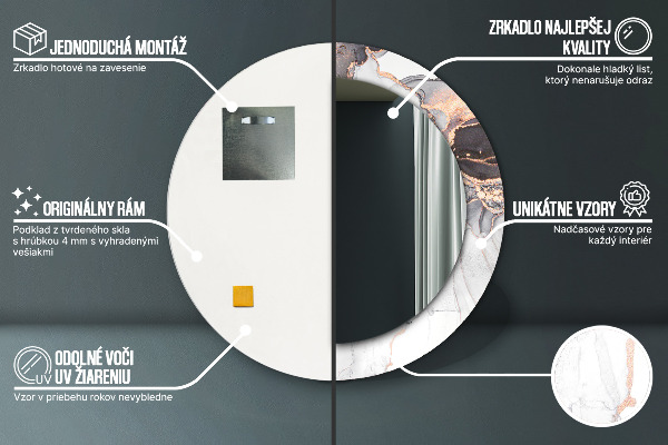 Miroir rond imprimé Fluide abstrait