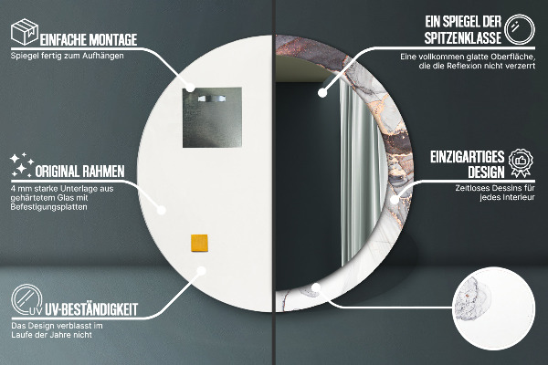Miroir rond imprimé Fluide abstrait