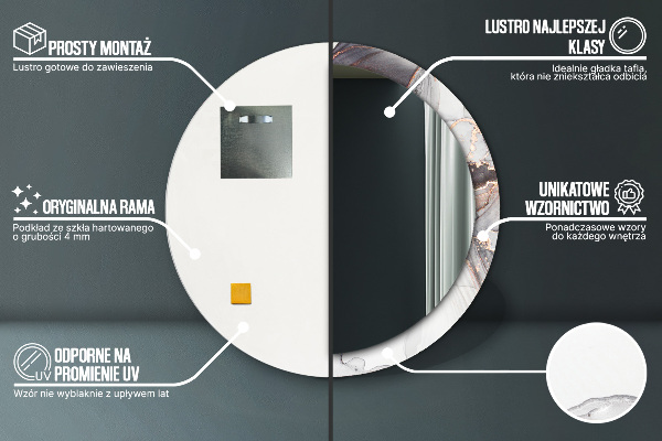 Miroir rond imprimé Fluide abstrait