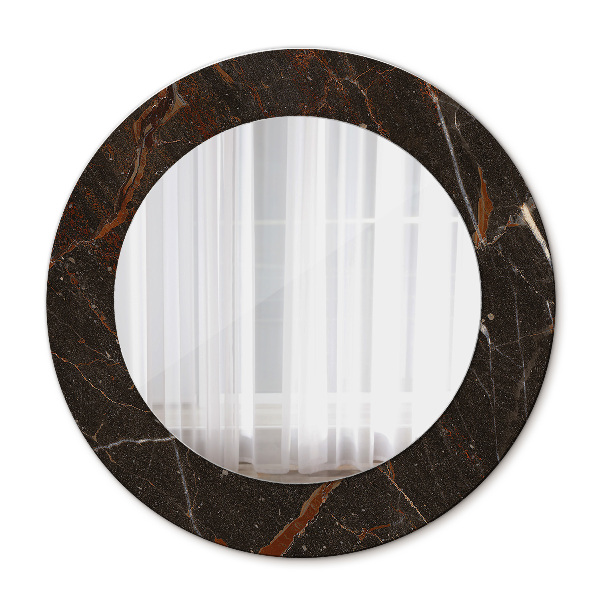 Miroir rond imprimé Marbre brun