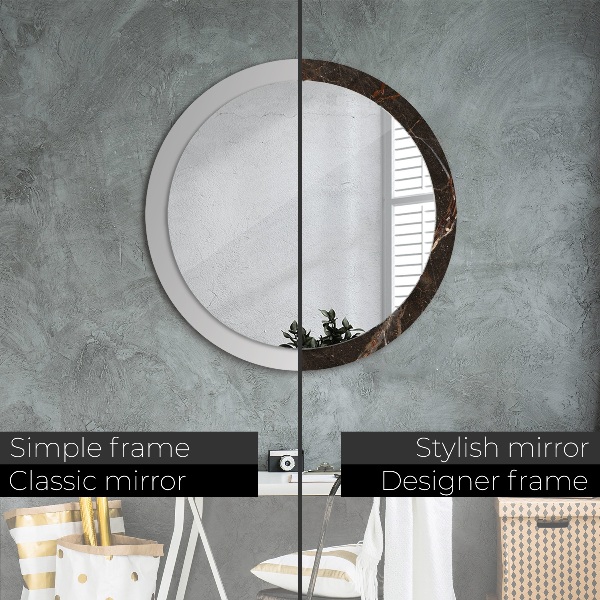 Miroir rond imprimé Marbre brun
