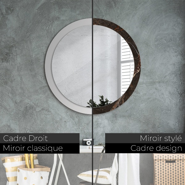 Miroir rond imprimé Marbre brun