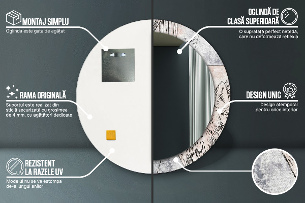 Miroir rond imprimé Animaux d'absurices