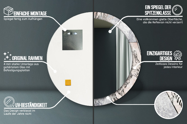 Miroir rond imprimé Animaux d'absurices