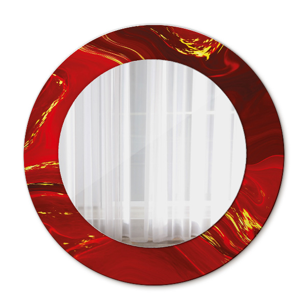 Miroir rond imprimé Marbre rouge