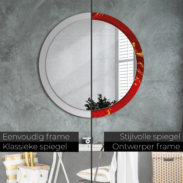 Miroir rond imprimé Marbre rouge