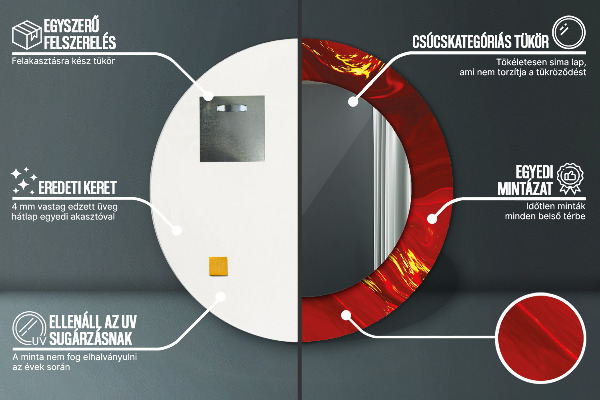 Miroir rond imprimé Marbre rouge