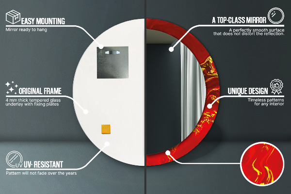 Miroir rond imprimé Marbre rouge