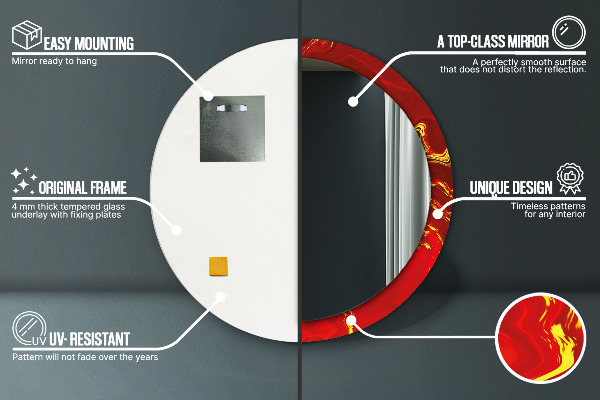 Miroir rond imprimé Marbre rouge