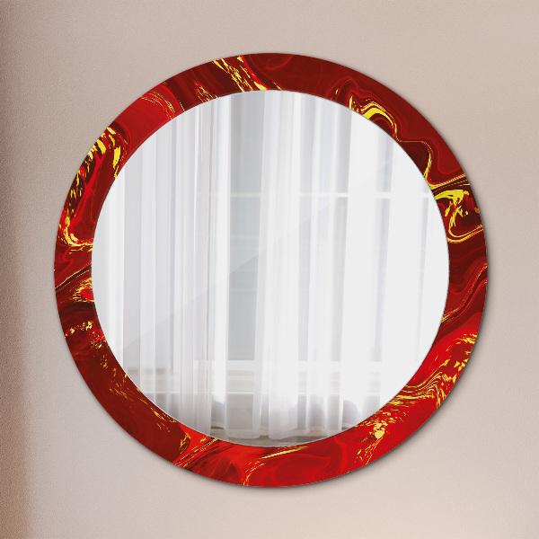 Miroir rond imprimé Marbre rouge