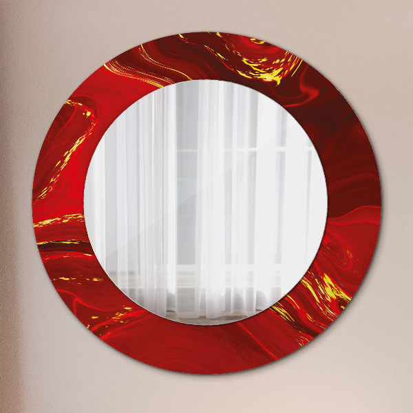 Miroir rond imprimé Marbre rouge