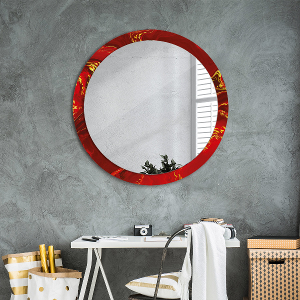 Miroir rond imprimé Marbre rouge