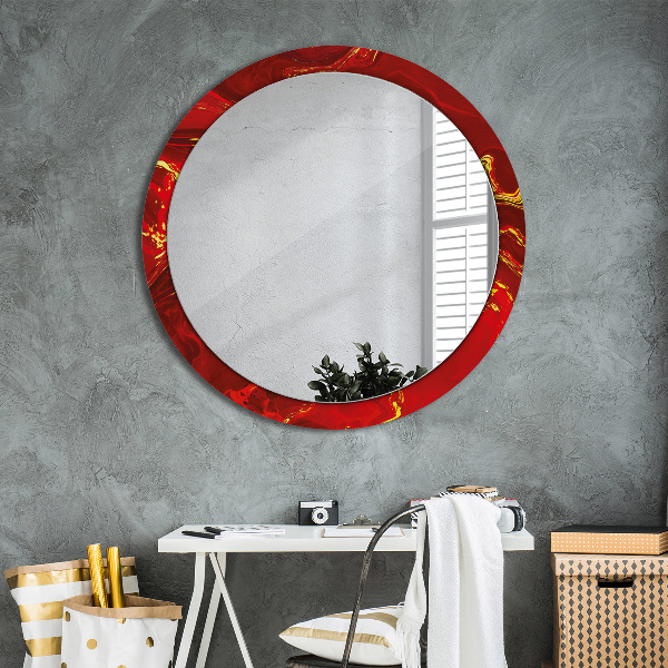 Miroir rond imprimé Marbre rouge