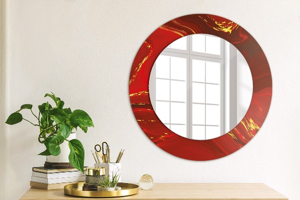 Miroir rond imprimé Marbre rouge