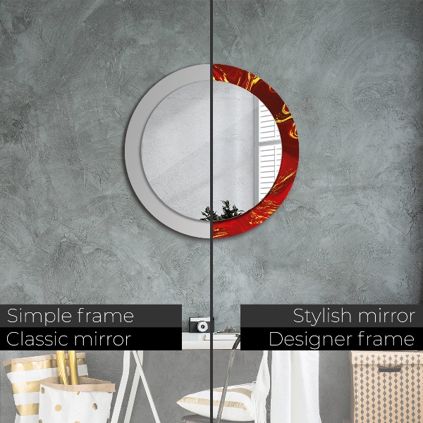 Miroir rond imprimé Marbre rouge