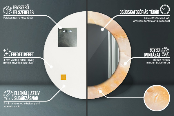 Miroir rond imprimé Marbre onyx