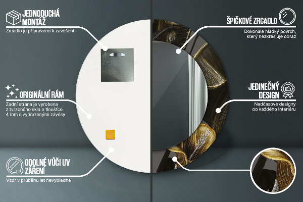 Miroir rond avec décoration Fleurs d'hibiscus