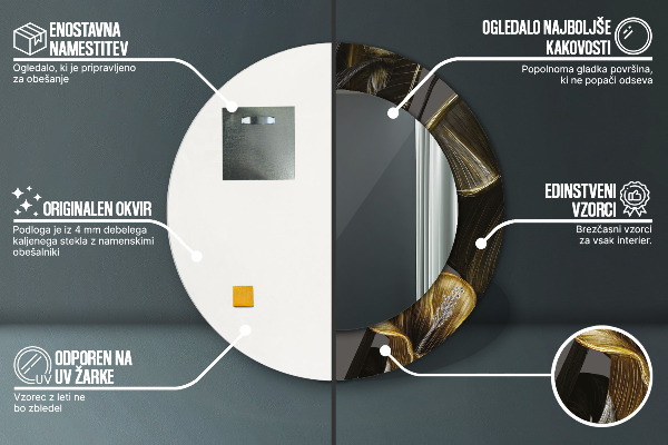 Miroir rond avec décoration Fleurs d'hibiscus