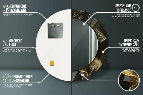 Miroir rond avec décoration Fleurs d'hibiscus