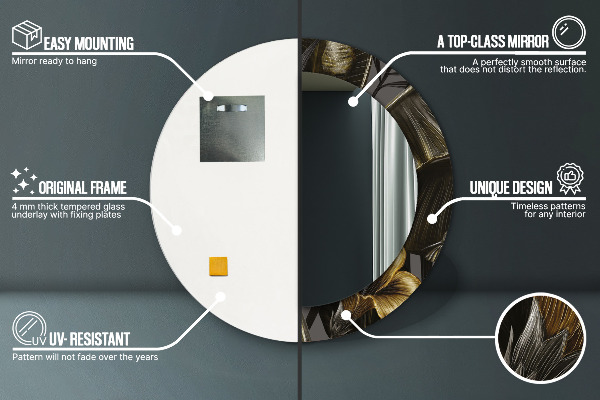 Miroir rond avec décoration Fleurs d'hibiscus