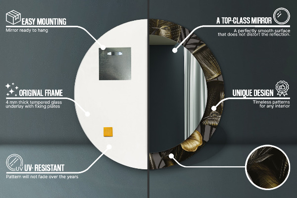 Miroir rond avec décoration Fleurs d'hibiscus