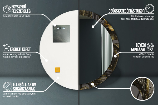 Miroir rond avec décoration Fleurs d'hibiscus