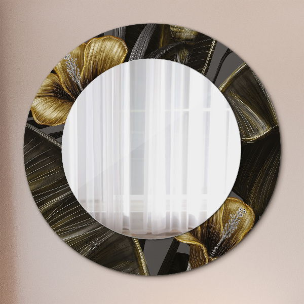 Miroir rond avec décoration Fleurs d'hibiscus