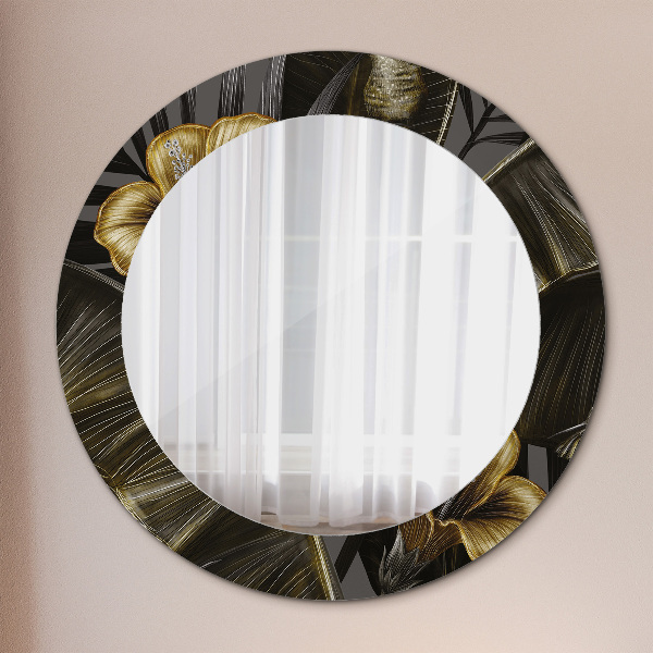 Miroir rond avec décoration Fleurs d'hibiscus
