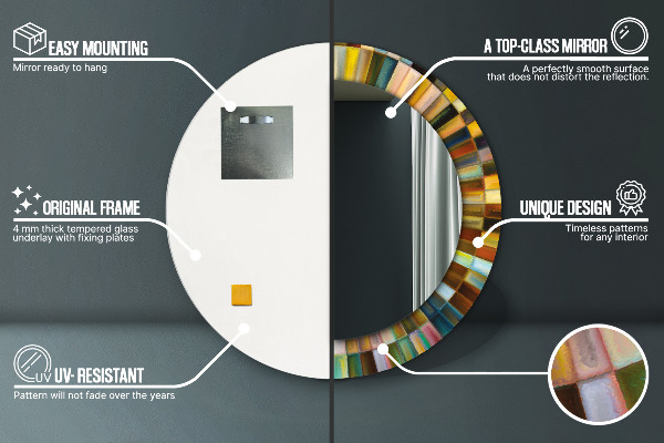 Miroir rond avec décoration Schéma radial abstrait