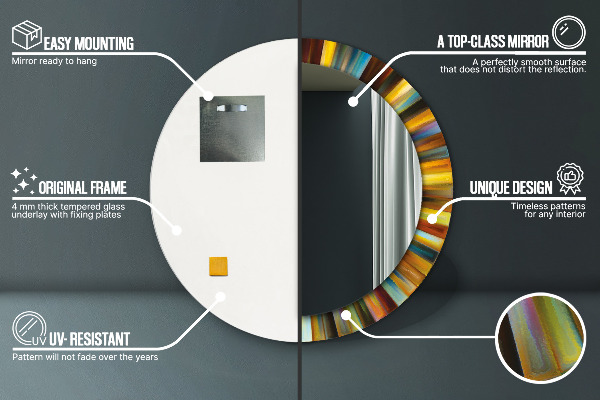 Miroir rond avec décoration Schéma radial abstrait