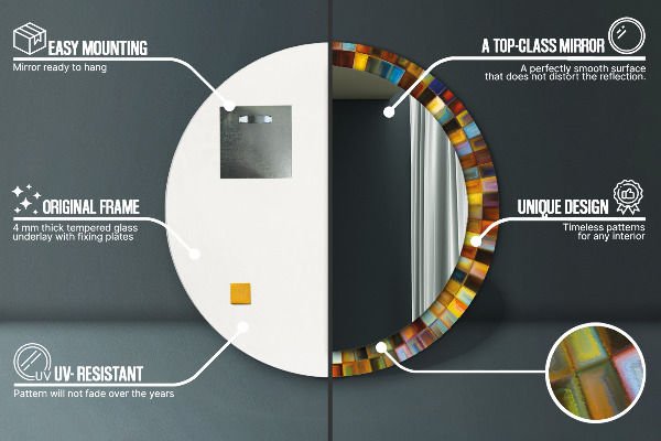 Miroir rond avec décoration Schéma radial abstrait
