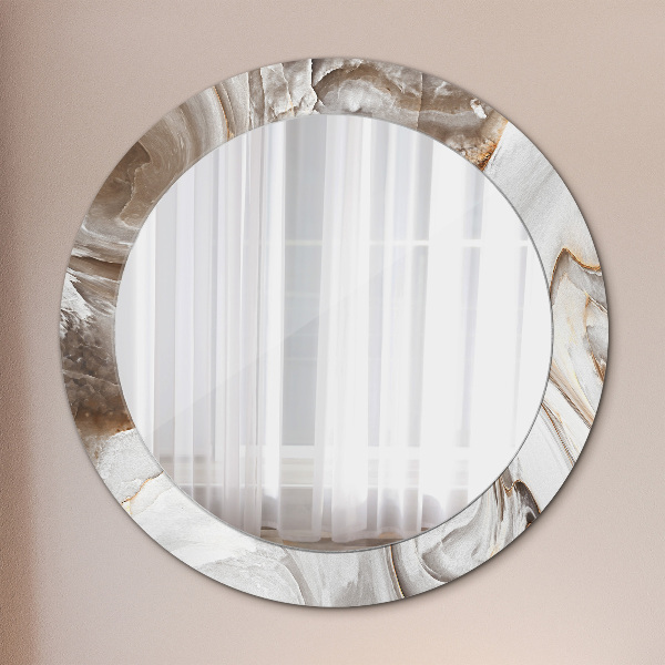 Miroir rond avec décoration Marbre brillant