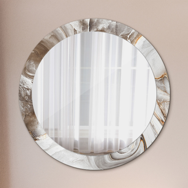 Miroir rond avec décoration Marbre brillant