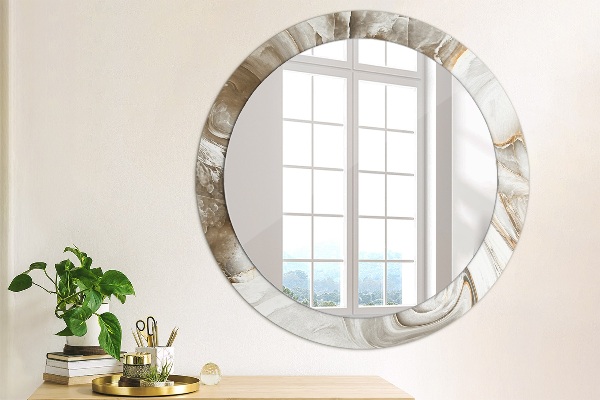 Miroir rond avec décoration Marbre brillant