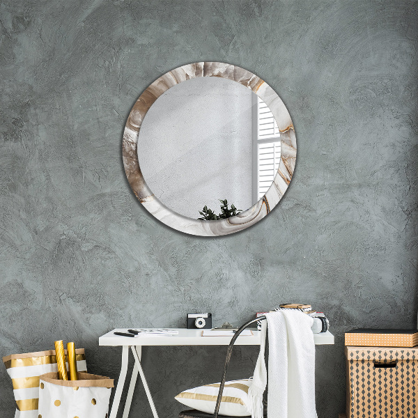 Miroir rond avec décoration Marbre brillant