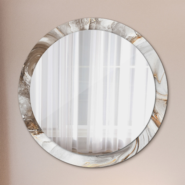 Miroir rond avec décoration Marbre brillant