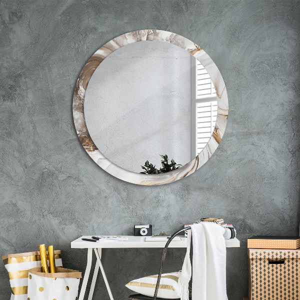 Miroir rond avec décoration Marbre brillant