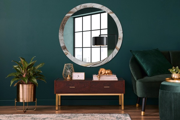 Miroir rond avec décoration Marbre brillant